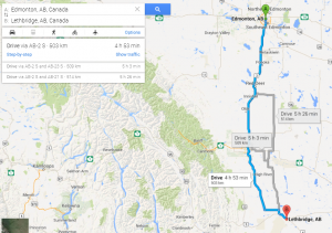 Edmonton to Lethbridge